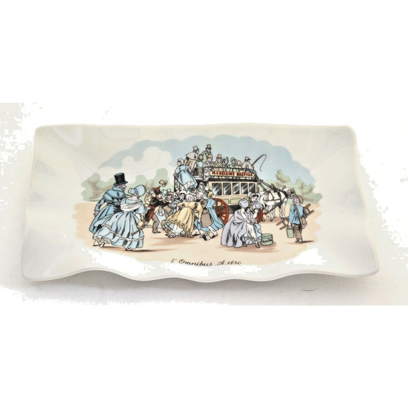 LIMOGES-PORCELAIN-TRINKET/DISPLAY DISH-Scalloped Edges-L' Omnibus . 1830-France - Picture 1 of 11